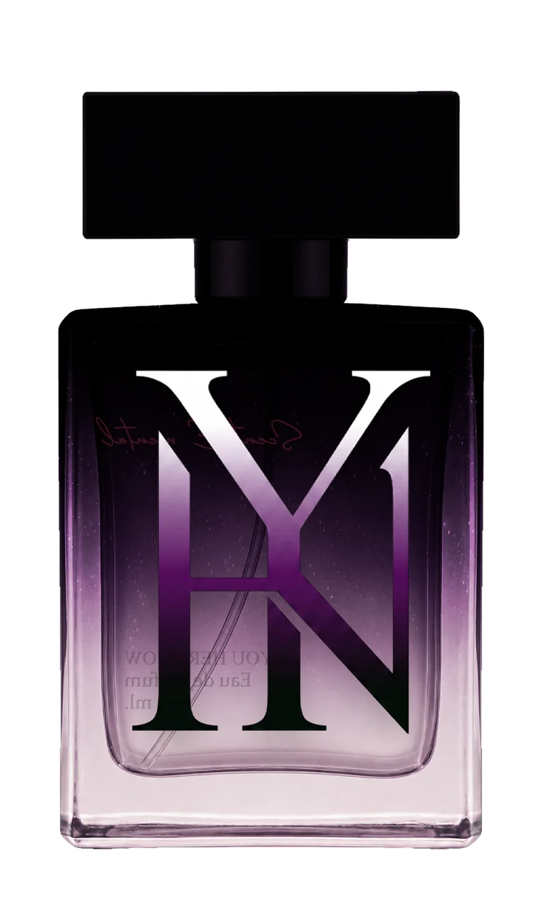 Scent E Mental Eau de Parfum, 100 ml bottle, back, showing the YHN monogram